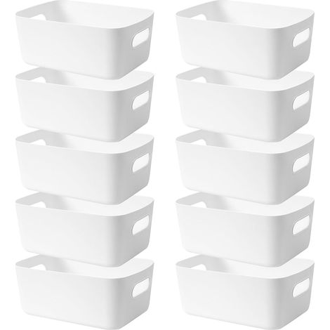 10pcs Boîtes Rangement Plastique Bac Rangement 20 cm Organiseur Panier Rangement avec Poignées Caisse Rangement Placard Cuisine Salle de Bain Bureau (1/5)
