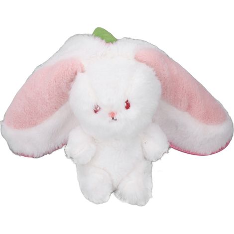 Coussin en peluche réversible en forme de lapin, adorable animal de dessin animé, peluche, jouet, décoration intérieure, fraise, 35 cm (1/5)