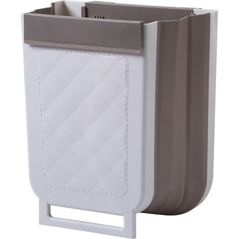 Générique Poubelle murale pliable Bac à déchets suspendu de 9 L pour la cuisine, la voiture et la salle de bain (gris) (1/5)