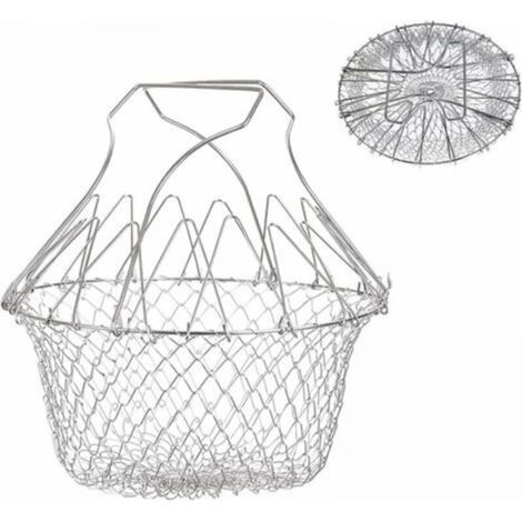 1pc Fry Basket, Salad Basket Stainless Steel Kitchen Strainer Extendable Fry Chef Basket Kitchen (1/4)