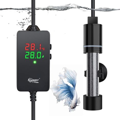 Chauffage Aquarium Submersible Chauffage d'Aquarium avec Thermostat 50W, Réglable Aquarium Heater de Poissons et de Tortues de 19 à 38L(15-34°C) (1/5)
