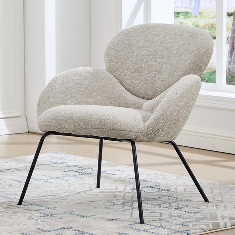 Wahson Accent Chair Chenille Upholstered Modern Leisure Armchair Simple Occasional Tub Chair with Black Metal Legs for Bedroom Living Room, Gray (1/5)