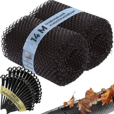 Gutter protection 12m leaf protection gutter leaf catcher rain gutter protection incl. 32 fastening clips cuttable weatherproof (1/5)