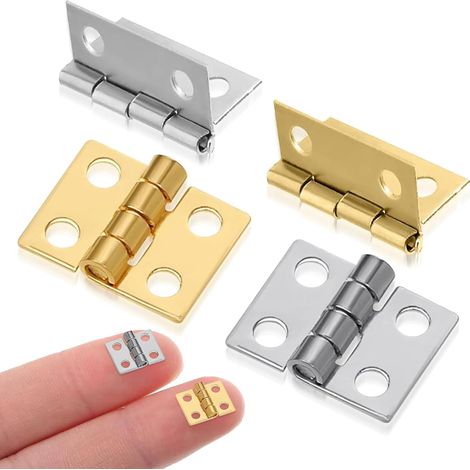 Lot de 32 charnière pliables avec vis, 8 mm × 10 mm, petites charniere pliantes, pour modélisme, porte d'armoire, mini charnières pour boîtes de rangement, coffre, bricolage, projets de fabrication (1/5)