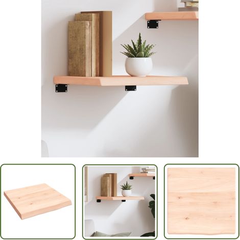 The Living Store Wandregal 40x40x(2-4) cm Massivholz Eiche Unbehandelt - Wandregal - Eichendielen - Holzmöbel - Rustikal - Deko Regal (1/5)