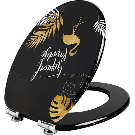 Wirquin 20722717 - Sedile WC Woody chiusura rallentata, tropicale paradisi (1/4)