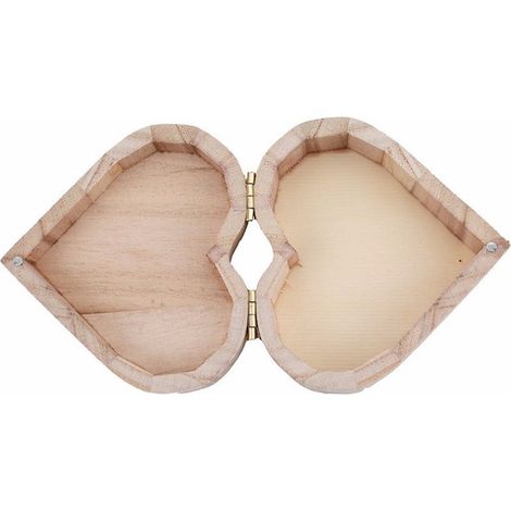 Boîte de rangement de gâteaux au thé en forme de cœur en bois, boîte en bois d'argile pour enfants, boîte à bijoux en forme de cœur en bois (1/5)