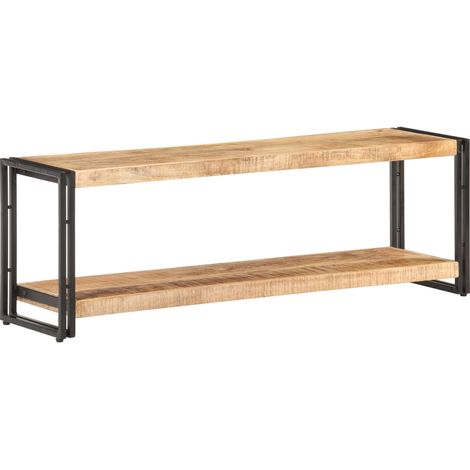 Meuble TV multimédia étagère télévision buffet téléviseur salle à manger salon chambre 120 x 30 x 40 cm bois de manguier brut brun