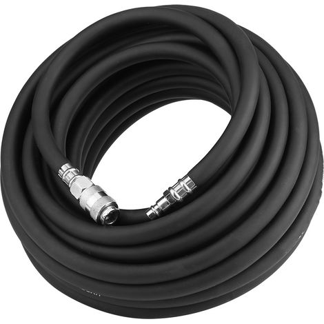 15 m langer, flexibler Druckluftschlauch aus Gummi mit 5-teiligem Kompressor-Zubehörset (1/5)