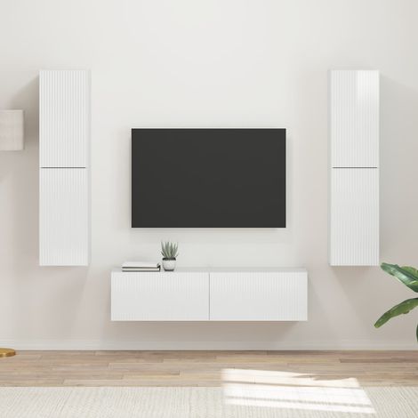 TV-Schrankset 6 pcs Hochglanz Weiß Holzwerkstoff