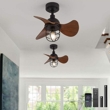 Lot de 2 ventilateurs de plafond de 56 cm, télécommande/contrôle par App, avec 2 tiges de suspension, 6 vitesses de vent, minuterie (sans ampoule) (1/5)