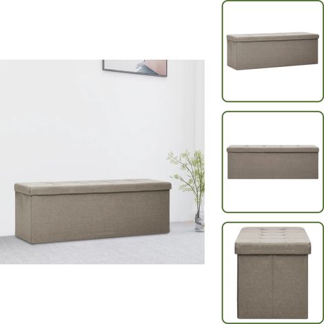 The Living Store Faltbare Sitzbank mit Stauraum Taupe Leinenoptik - Stauraum (1/5)