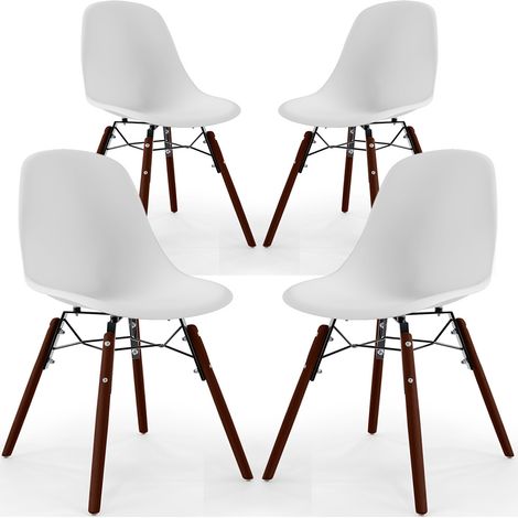 Esszimmerstühle - Skandinavisches Design - Dunkle Holzbeine - 4er-Set - Skögur Weiß