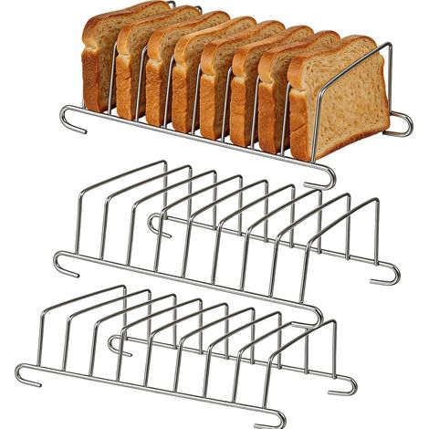Set di 3 griglie per toast in acciaio inox forate, per 8 fette di pane, ideali per la casa, ristoranti e feste. (1/5)