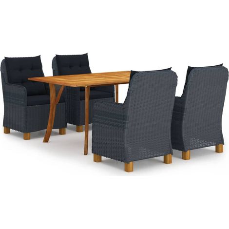 Juego de comedor para jardín de 5 piezas gris oscuro vidaXL (1/5)