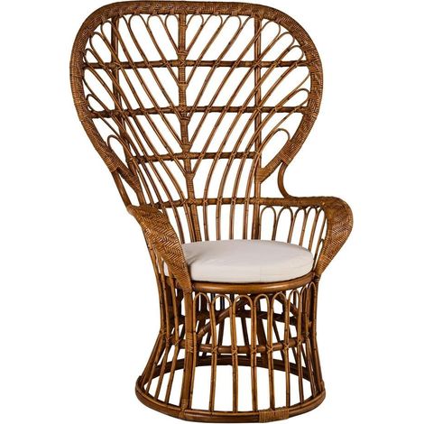 Fauteuil en rotin à dossier haut style provençal Bourdonnais (1/4)