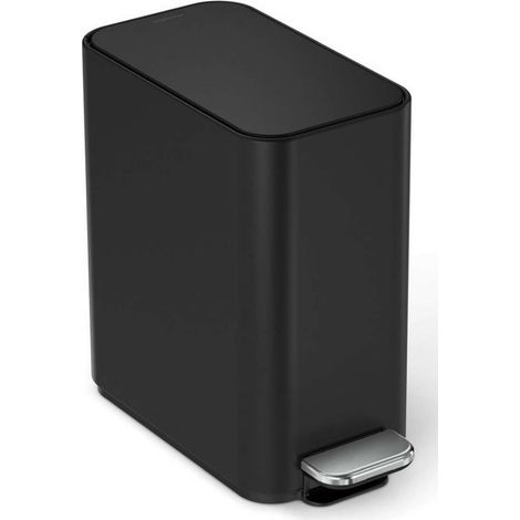 Simplehuman - Papelera 5 L, con bolsillo para bolsa, negro mate CW2101 (1/5)
