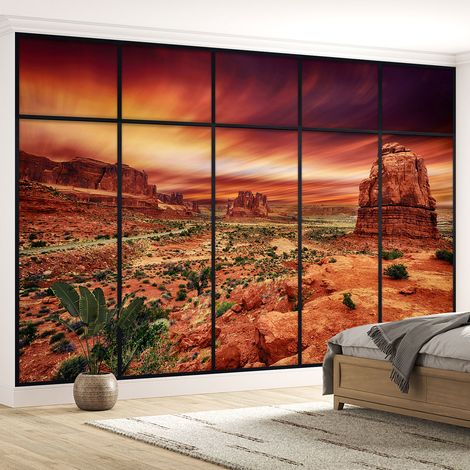 Papier peint panoramique Trompe l'oeil Verrière - Grand canyon - 130 cm x 82 cm (1/5)