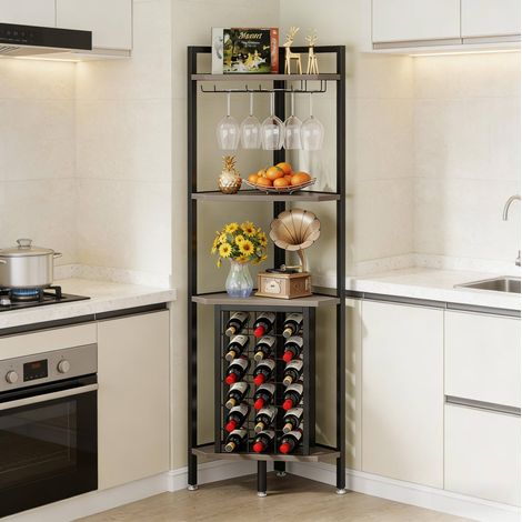 Mobile bar angolare portabottiglie in MDF e metallo OKMYHOME (1/5)