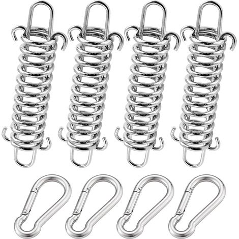 Ressort Tension Inox, Lot de 4, Boucle en Acier Inoxydable, avec 4 Mousquetons équipement de terrasse et de jardin, équipement de terrasse extérieure (1/5)