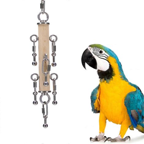 Jouet pour perroquet – Jouet interactif suspendu pour perroquets – Jouet à mâcher pour perroquets, Gris Gabon (l)sys1 (1/5)