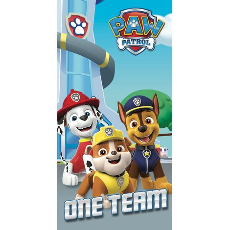 Telo mare in cotone Paw Patrol con Chase, Marshall e Rubble, 70x140 cm, per bambini, un solo pezzo, codice 7636. (1/2)