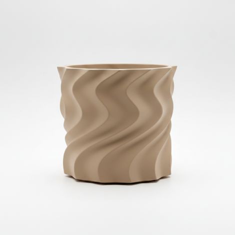 Pot de fleurs décoratif beige en spirale pour plantes, design moderne (1/3)