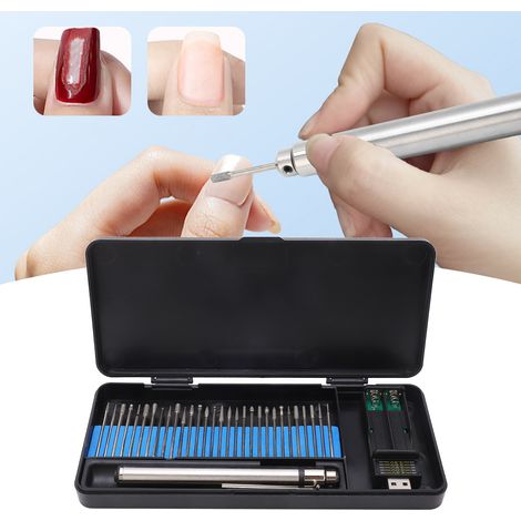 5V Mini Smart Elektrischer Polierstift, wiederaufladbarer tragbarer Modellierstift für Nagelkunst, Miniatur-Edelstahlstift mit Jade-Effekt (1/5)