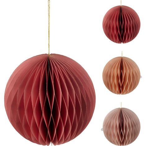 Pallina di natale natalizia in carta 250mm - rosso/arancione/rosa colore assortito
