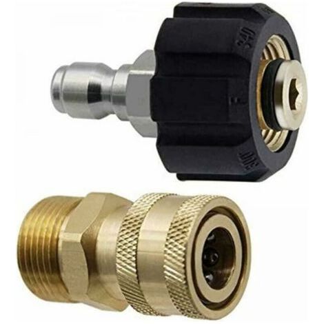 Pair Lntyq M22-14 Ensemble d'adaptateurs pour nettoyeur haute pression, adaptateurs pivotants 3/8 à connexion rapide, pistolet à eau haute pression mâle, kit de raccord de tuyau d'arrosage