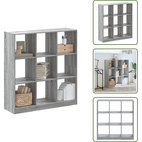 Bücherregal Grau Sonoma 102x32x108 cm Holzwerkstoff - BucheRegal - Wohnraumorganisation - Regal Grau - Holzwerkstoff Möbel - Aufbewahrungslösung (1/5)
