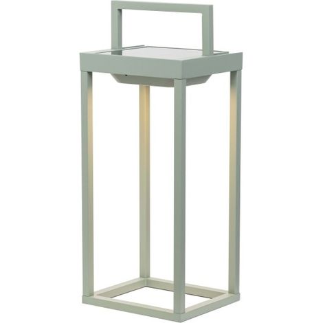 Zafferano - Lanterna Home solar 2 a led 37,3cm - Lampada da parete e da tavolo 2W con batteria e sensore crepuscolare - Verde Salvia