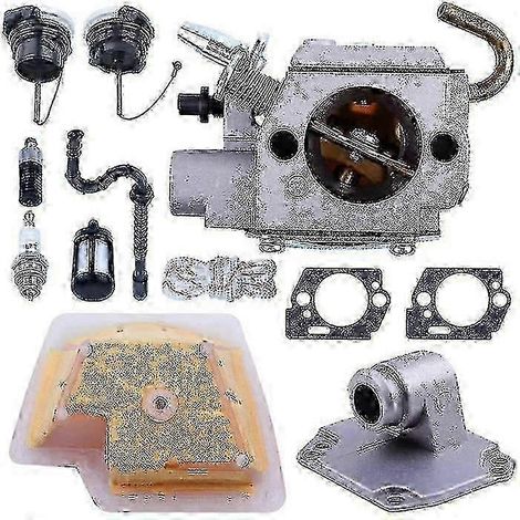 Carburateur compatible avec les moteurs Stihl MS270, MS280 et MS 270 C/280C : kit filtre à air, filtre à carburant et bougie d'allumage (édition B). (1/4)