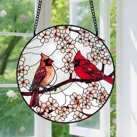 12.5cm Suspension en Vitrail, Attrape-Soleil Élégant Unique en Verre Coloré, Décoration Fenêtre Jardin, Cadeau Homme, Femme, Collègue (1/5)