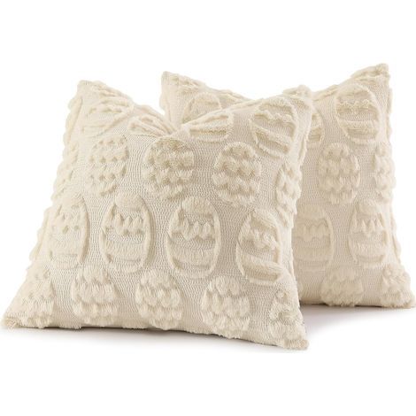 Kissenbezüge – Cremefarbene Kissenbezüge mit Ostereiermuster – 45 cm x 45 cm – 2er-Set. Weiche und flauschige Jacquard-Dekokissenbezüge. Weiche und flauschige Dekoration. (1/5)