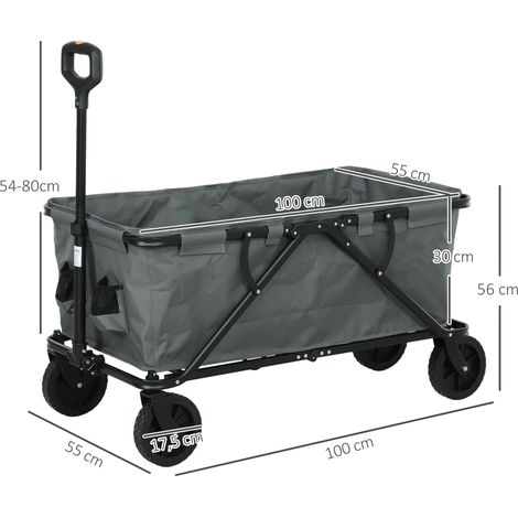 Chariot de jardin pliable, capacité de charge 120 kg, avec bâche amovible, 160 litres, gris foncé (1/5)