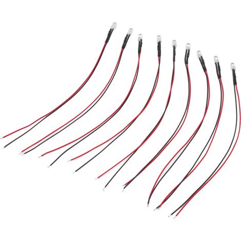 Lot de 10 diodes électroluminescentes 5mm pré-câblées, LED bleues 5-12V pour décoration (1/5)