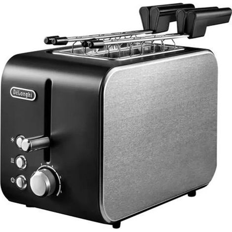 Delonghi CTX2203.BK Tostadora Negro Plata 2 Rebanadas