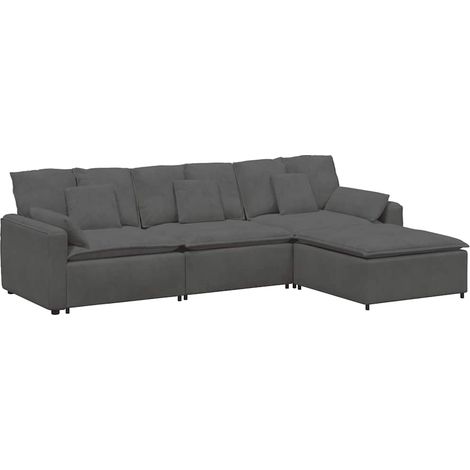 Modulares Sofa mit Fußhocker und Kissen Dunkelgrau vidaXL (1/5)