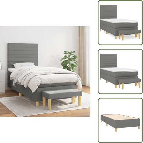 Boxspringbett mit Matratze Dunkelgrau 80x200 cm Stoff - Boxspringbett - Doppelbett - Bett Mit Matratze - Bettsofa - Schlafsystem (1/5)