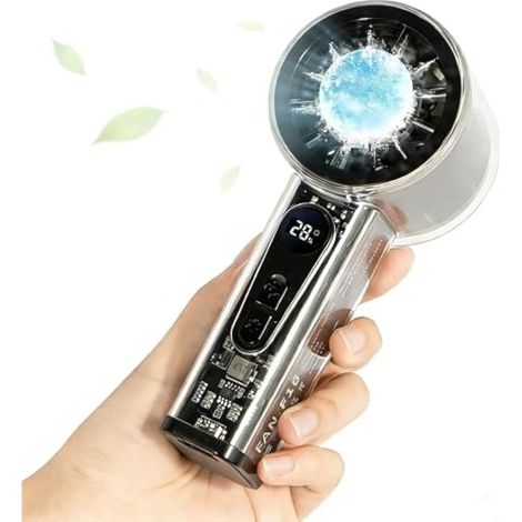 Tragbarer Taschenventilator mit integriertem Kühler (5000 mAh) – 6 Geschwindigkeitsstufen, Turbofunktion und LED-Anzeige – ideal für Reisen, Konzerte und Outdoor-Aktivitäten (1/5)