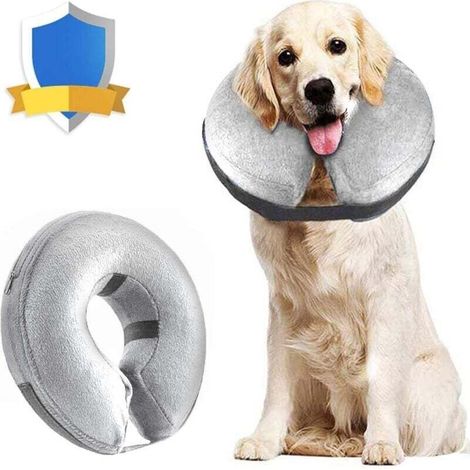 Collier Gonflable de Récupération Confortable Collerette de Protection pour Chien Chats, Ajustable, Lavable(XL) (1/5)