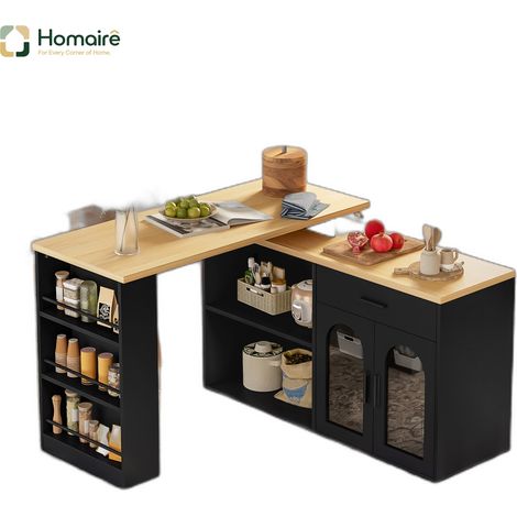 Küchenwagen aus MDF schwarz 136 x 50 x 78 cm HOMAIRE (1/5)