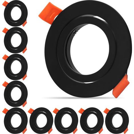 Lot de 10 spots encastrables ronds orientables en aluminium noir, diamètre du trou de montage 65 mm, spot de plafond avec douille GU5.3 pour LED/halogène (1/5)