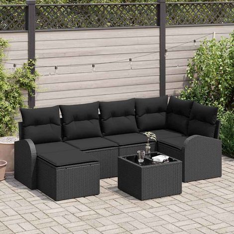 vidaXL Gartensofa-set 7 pcs Schwarz Poly-Rattan (1/5)