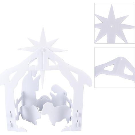 Lot de 1 panneau de scène de Noël Jésus blanc (44x27x5 cm après montage) en panneau creux PP, décoration de jardin, pelouse extérieure et cour (1/5)