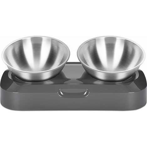 Gamelle double paroi en acier inoxydable pour chats et chiens, rebord de 5.11inch, adaptée pour nourrir chats et chiens, antidérapante et anti-déversement. (1/5)