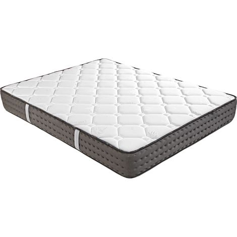 Ensemble Matelas CASTO 140x190 cm, en mousse haute densité, ferme, face été/hiver + sommier blanc épaisseur 13cm (1/5)