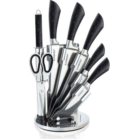 Bloc couteaux de cuisine 8 pcs en Acier Inoxydable Support Acrylique Couteaux de cuisine Type Pierre 0008133 (1/4)