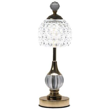 Lampe de table en cristal sans fil - 3 couleurs - Lampe de table LED vintage - Lampe de table LED sans fil - Lampe de table sans fil - Lampe de table à batterie - Intensité variable [Classe énergétiqu (1/5)